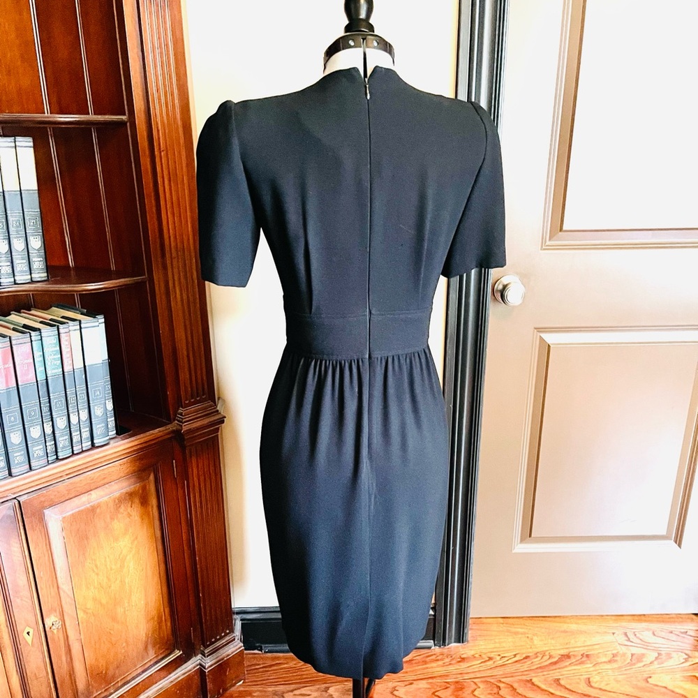 EUC Liz Claiborne Midnight Blue Knee Length Puff Sleeve Dress - Picture 2 of 5